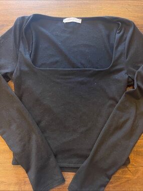 Sincerely Jules Black Square Neck Long Sleeve Top